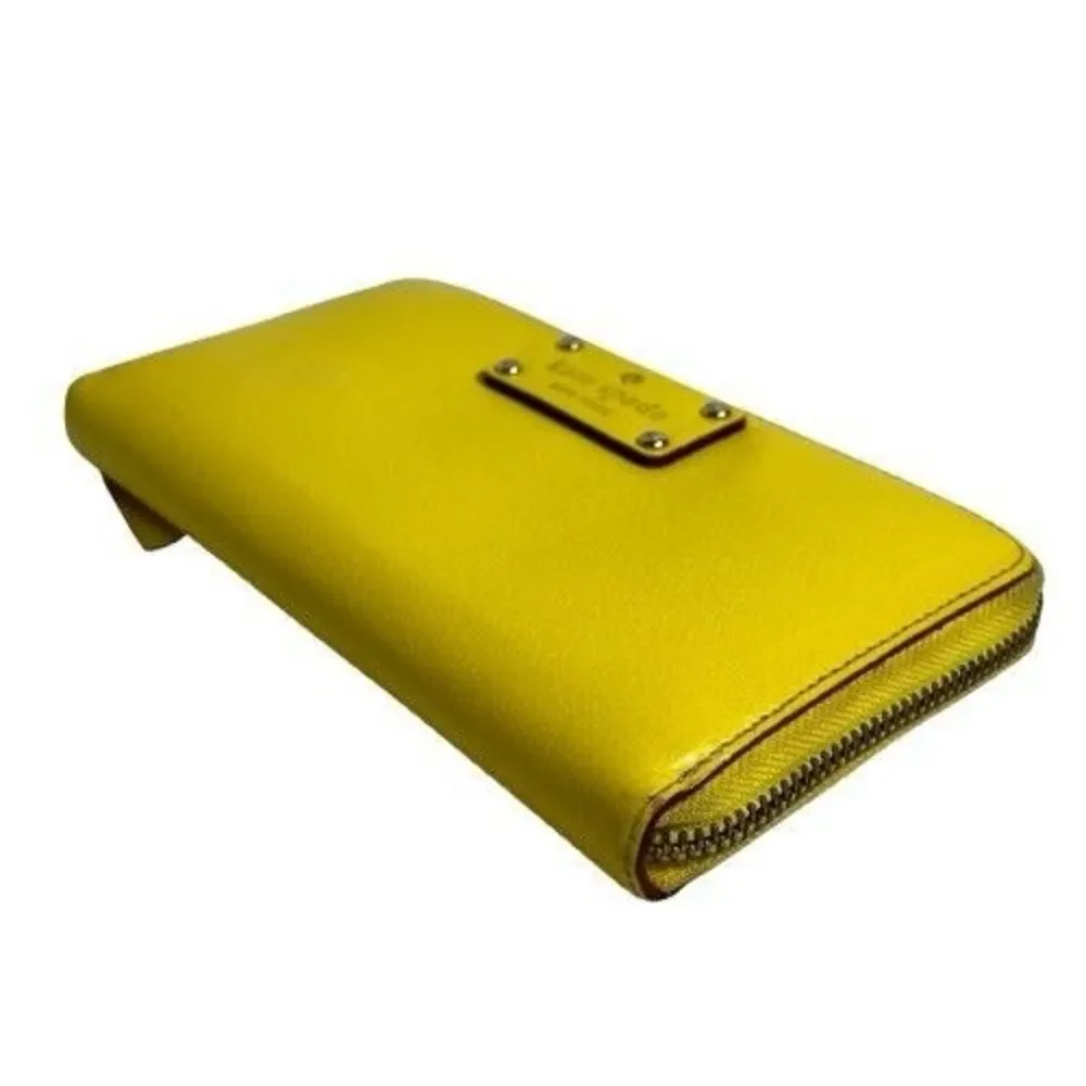 Kate Spade Wellesley Continental Wallet Limoncello Yellow Leather Zip Around